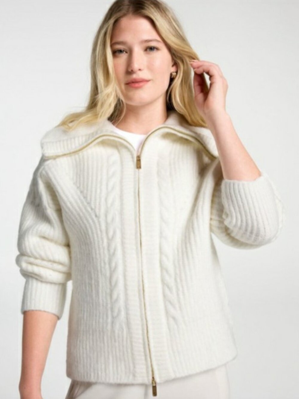 Calia Women's Oversized Full Zip Sweater in Cloud Cover size XXL NWT